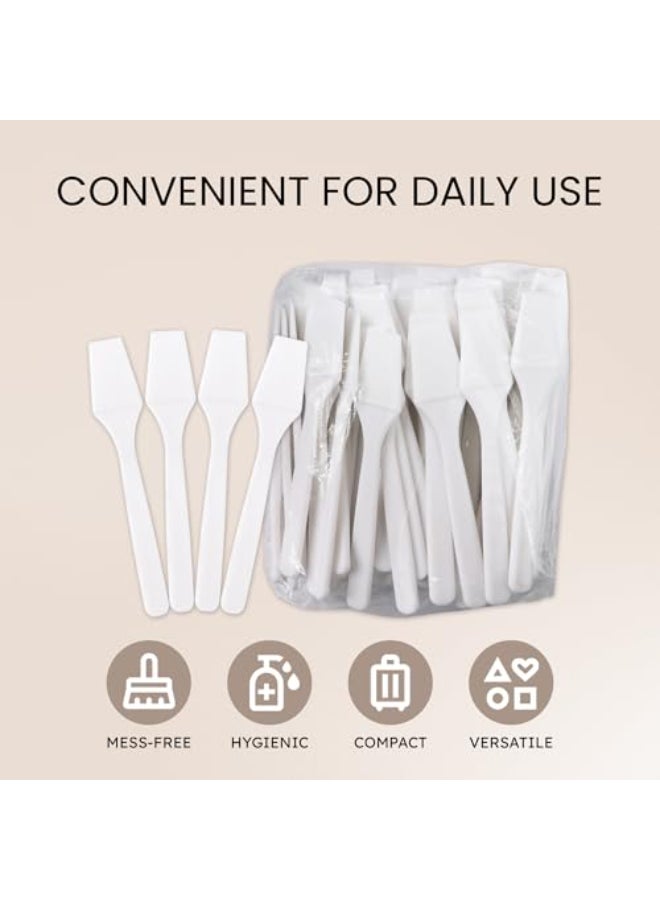 PANA 200pcs Cosmetic Make Up Disposable Plastic 25 Spatulas Skin Care Facial Cream Mask Spatula WHITE200 Pieces in a Box - Image 4