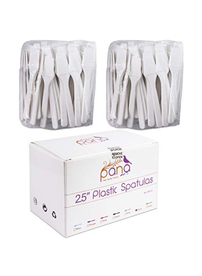 PANA 200pcs Cosmetic Make Up Disposable Plastic 25 Spatulas Skin Care Facial Cream Mask Spatula WHITE200 Pieces in a Box - Image 1