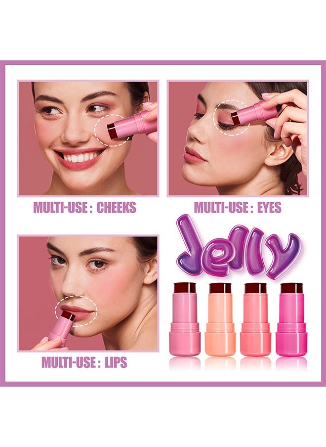 Julystar Jelly Lip & Cheek Tint Blush Cream,Fruit Jelly Blush and Lip Tint Stick  – Lip Nourishment and Cheek Radiance#02  - Image 4