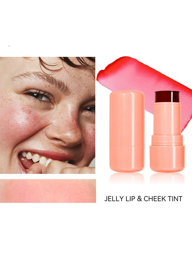 Julystar Jelly Lip & Cheek Tint Blush Cream,Fruit Jelly Blush and Lip Tint Stick  – Lip Nourishment and Cheek Radiance#02  - Image 1
