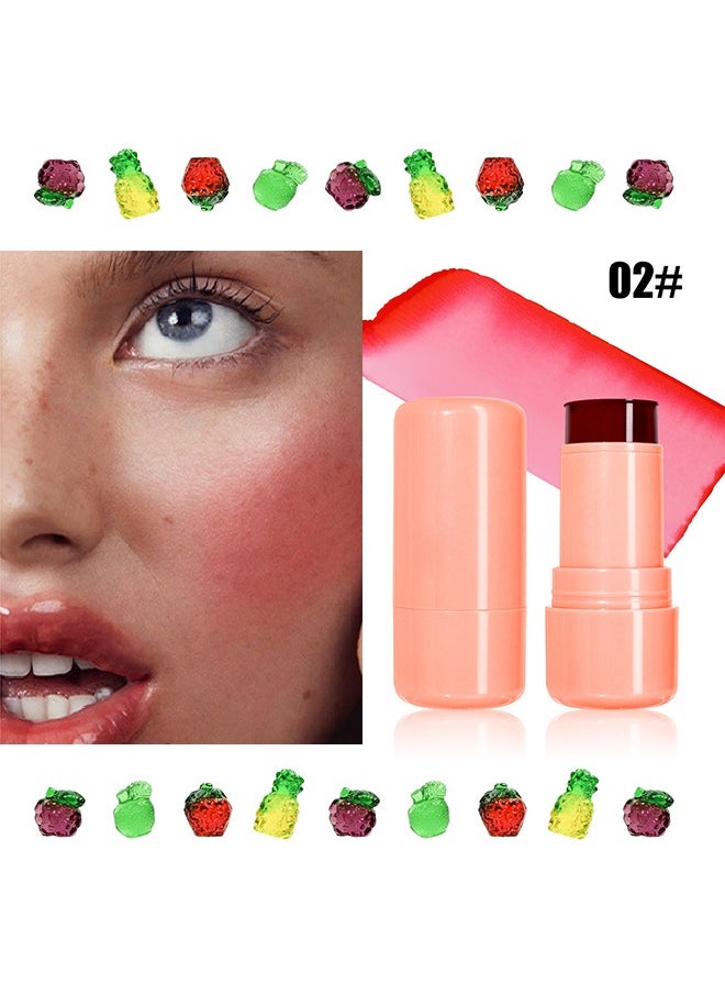 Julystar Jelly Lip & Cheek Tint Blush Cream,Fruit Jelly Blush and Lip Tint Stick  – Lip Nourishment and Cheek Radiance#02  - Image 2