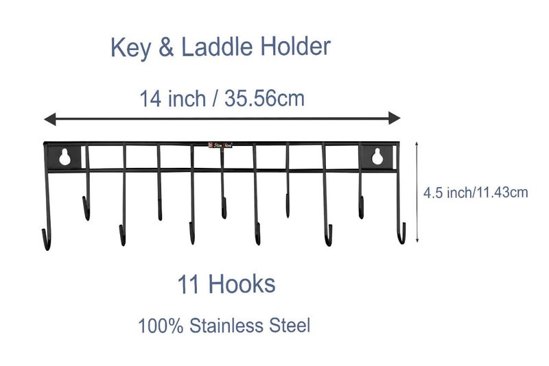 Slim Shine SLIMSHINE Iron Wall Mounted Cutlery Holder | Spoon Stand | Multi Purpose Stand for Wall | Keys Holder | Ladle Stand (Hardware Include) (BLACK) - Image 2