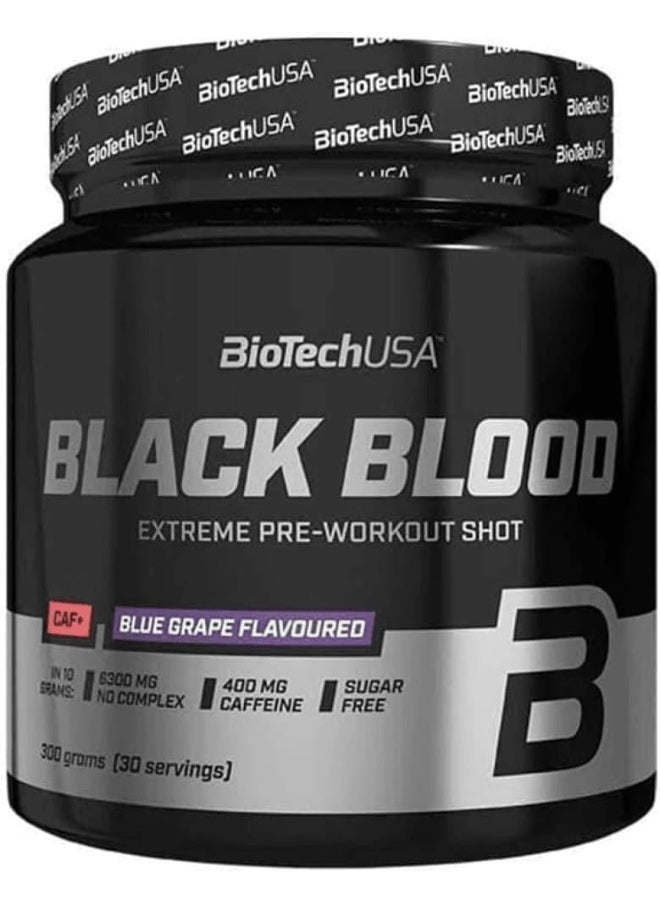 BioTechUSA BiotechUSA Black Blood 300g - Pre-Workout Supplement for Energy, Focus, and Endurance (Café Blueberry Flavor)  - Image 1