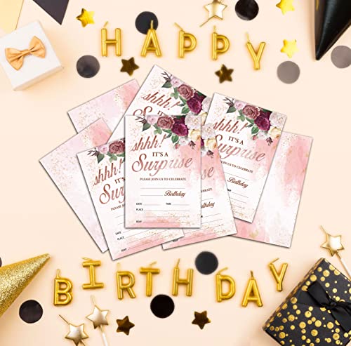 Lesixur Birthday Party Invitation Cards for Kids, Shhh It's A Surprise Party Invites, Cards for Girls Boys, Party Celebration for Teens, Party Supplies, Decoration, Personalized 20 Cards With Envelopes(D003) - Image 2