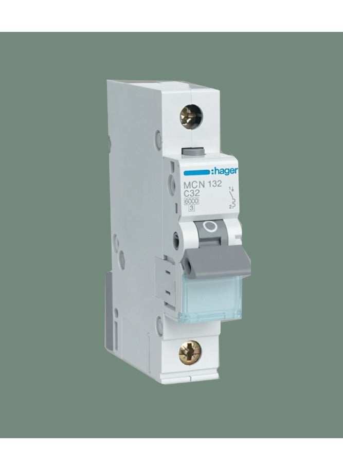 Hager Mcn132 Circuit-Breaker 1Pole 6Ka C-32A 1M - Image 1