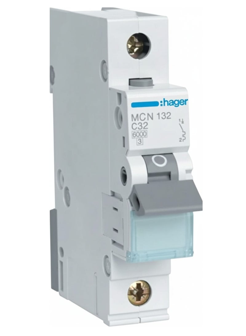 Hager Mcn132 Circuit-Breaker 1Pole 6Ka C-32A 1M - Image 2