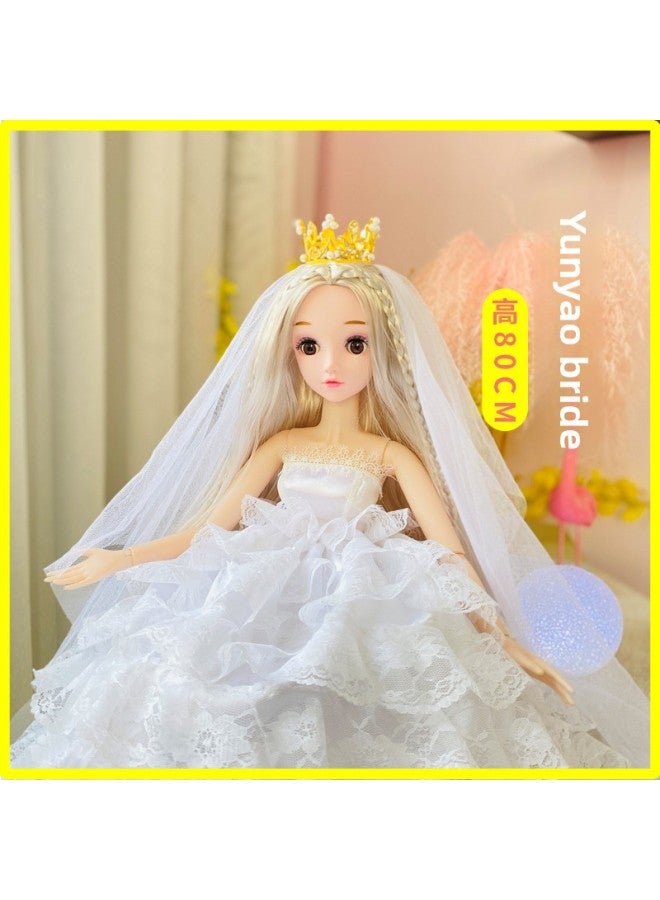 Processing Custom Cartoon Vinyl Doll Toy Set Color Box 80cm Doll Girl Toy Birthday Gift-Color:Yun Yao Bride-Height:80cm Doll-blink Version + Change Gift Bag (boxed) - Image 1