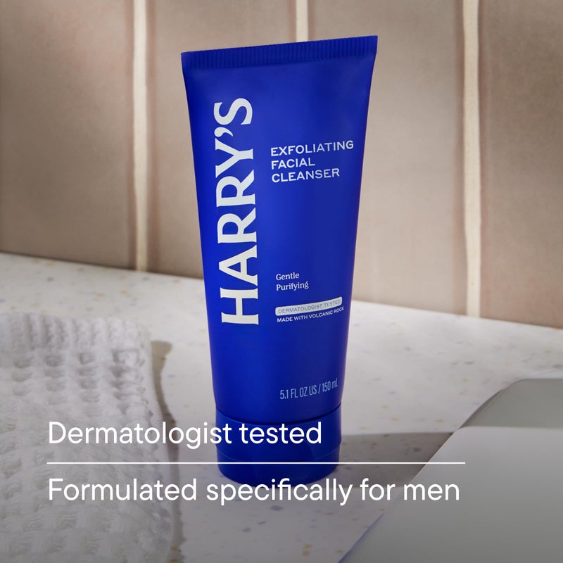 Harry's Exfoliating Face Wash for Men, Gentle Facial Skin Care Products with Volcanic Rock Exfoliant, 7.1 Fl. Oz, Home and Trial and Travel Bundle - Image 3