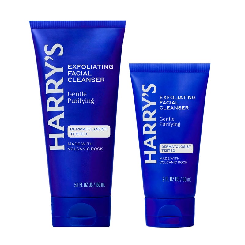 Harry's Exfoliating Face Wash for Men, Gentle Facial Skin Care Products with Volcanic Rock Exfoliant, 7.1 Fl. Oz, Home and Trial and Travel Bundle - Image 1