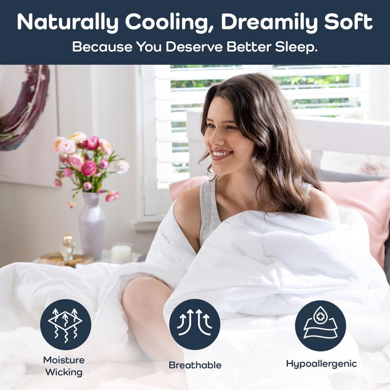 Olive + Crate Twin XL | Twin Size Comforter - 100% Outer Shell Viscose Derived from Bamboo Comforter - Hypoallergenic, Cooling Duvet Insert for Twin Bedding - White Dorm Bedding - 62"x90" - Image 2