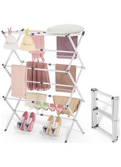 NNEWVANTE Clothes Drying Rack, 3-Tier Laundry Drying Rack for Clothes, Expandable Metal Clothing Dryer, Collapsible Towel Rack, Air, White  - Image 1