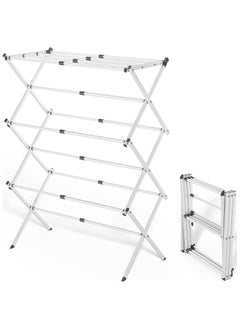 NNEWVANTE Clothes Drying Rack, 3-Tier Laundry Drying Rack for Clothes, Expandable Metal Clothing Dryer, Collapsible Towel Rack, Air, White  - Image 2