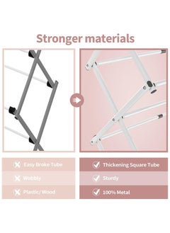 NNEWVANTE Clothes Drying Rack, 3-Tier Laundry Drying Rack for Clothes, Expandable Metal Clothing Dryer, Collapsible Towel Rack, Air, White  - Image 4