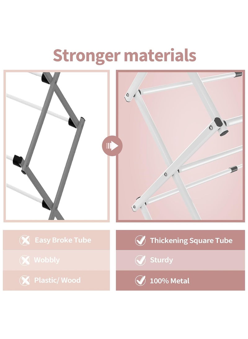 NNEWVANTE Clothes Drying Rack, 3-Tier Laundry Drying Rack for Clothes, Expandable Metal Clothing Dryer, Collapsible Towel Rack, Air, White - Image 4