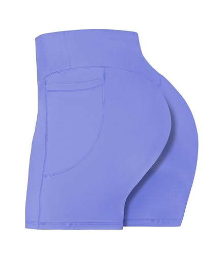Sunzel 8" / 5" / 3" Biker Shorts for Women with Pockets, High Waisted Yoga Workout Shorts Periwinkle Medium - Image 1