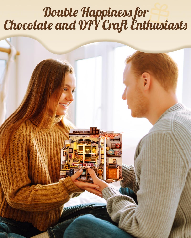 Rolife DIY Miniature House Kit Henry's Chocolate Shop, Tiny House Book Nook for Bookshelf Decor, 3D Puzzles Model Building Kits for Teens, Birthday Gifts/Craft Kits for Girls Boys (Henry's Chocolate) - Image 3
