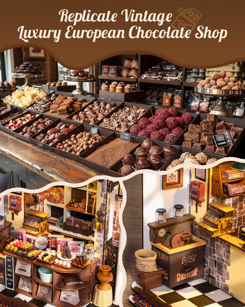 Rolife DIY Miniature House Kit Henry's Chocolate Shop, Tiny House Book Nook for Bookshelf Decor, 3D Puzzles Model Building Kits for Teens, Birthday Gifts/Craft Kits for Girls Boys (Henry's Chocolate) - Image 4