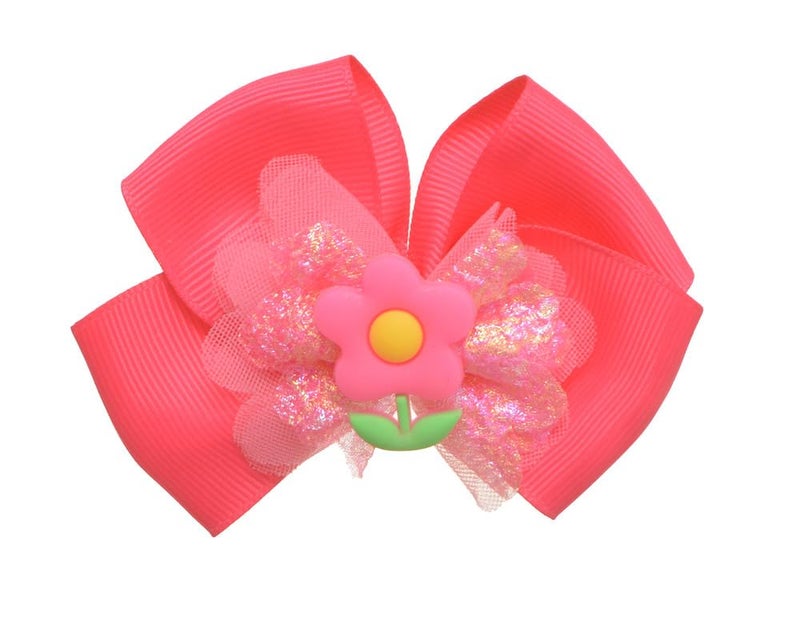 Fabric Hair Tuck Set Of 2 Pieces Metal Clip Bow For Girls, Fuchsia, DR-A-Y-244