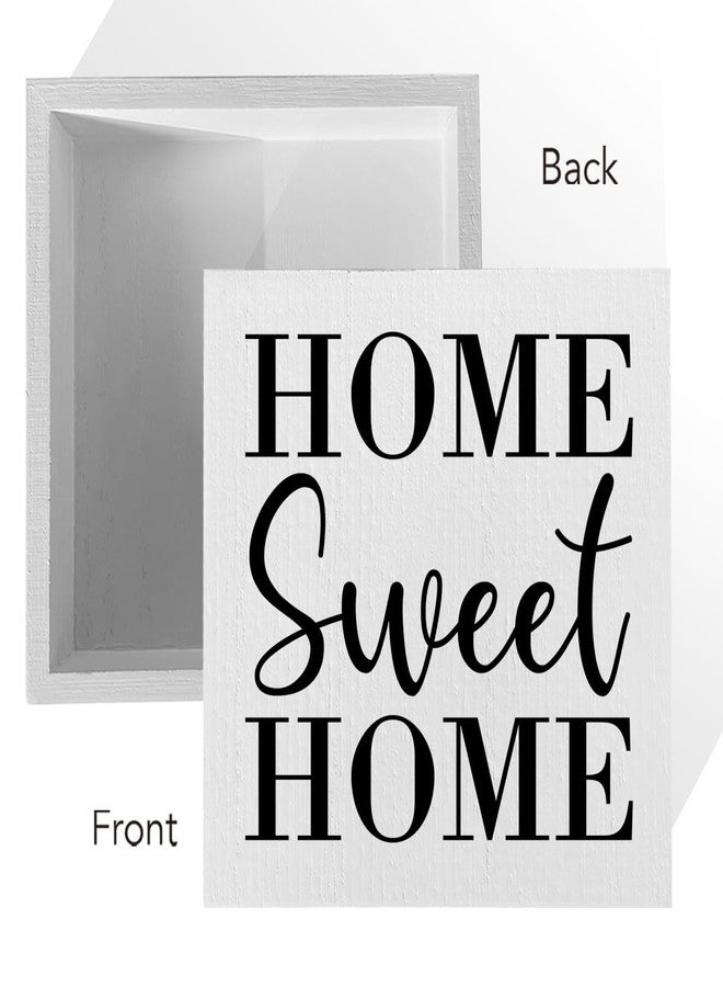 ENGVZ Home Sweet Home Rustic Farmhouse Style Wood Sign Art 5 x 5 Inch Wooden Box Plaque for Living Room Desk Décor Gift - Image 3