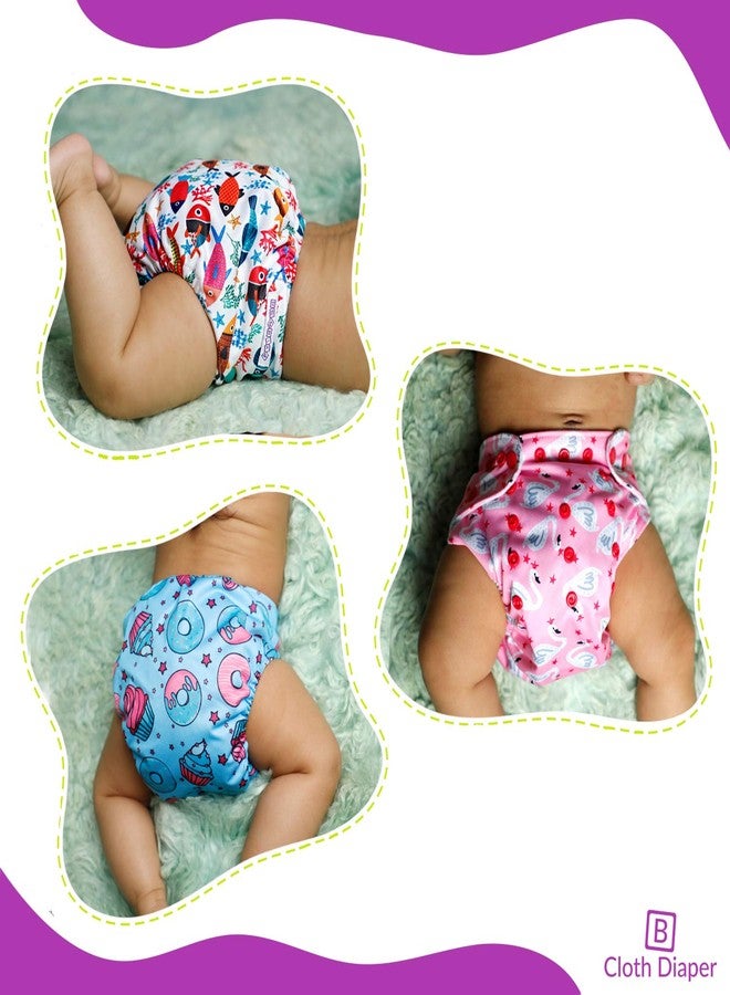 Bembika Baby Pocket Cloth Diapers with Inserts, Reusable Cloth Diapers Washable Fitted Diapers One Size Adjustable Reusable Nappy for Baby Girls and Boys (3 Combo) (3 Dry Feel Inserts Included) 3OI - Image 4