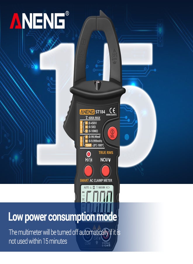 ANENG True RMS Digital Multimeter Clamp Meter DC/AC Voltage Detector AC Amp Meter with Ohm Capacitance NCV Continuity Diode Hertz Temperature Tester - Image 3