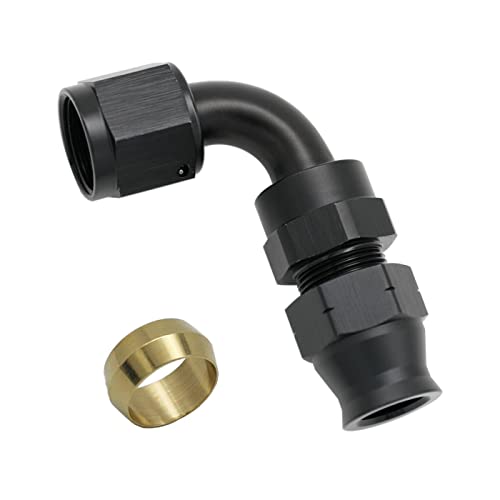 KRD PERFORMANCE 90 Degree 6AN Female Flare to 38 95mm OD Fuel Hardline Tube Adapter Fitting Aluminum Black - Image 3