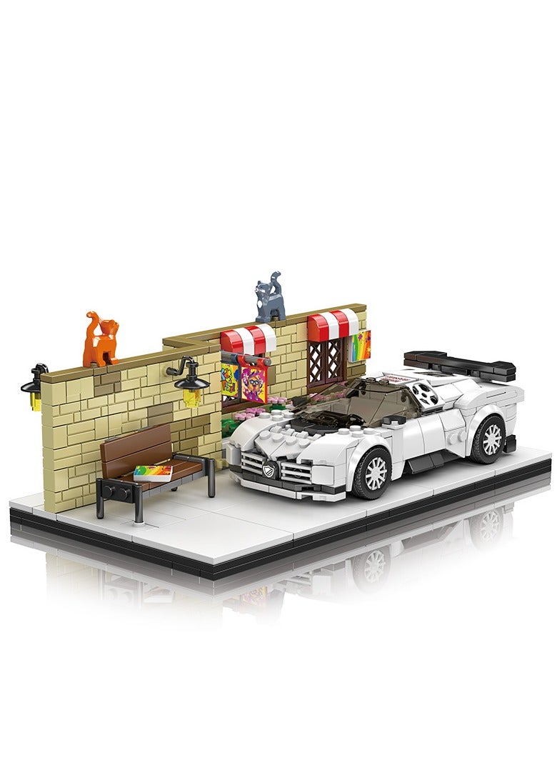 mould king 24065 Street Scene with Sports Car Building Blocks Set, Collectible Model Car Set Toys, Educational Toys for Boys and Girls 8+(588 Pieces)  - Image 1