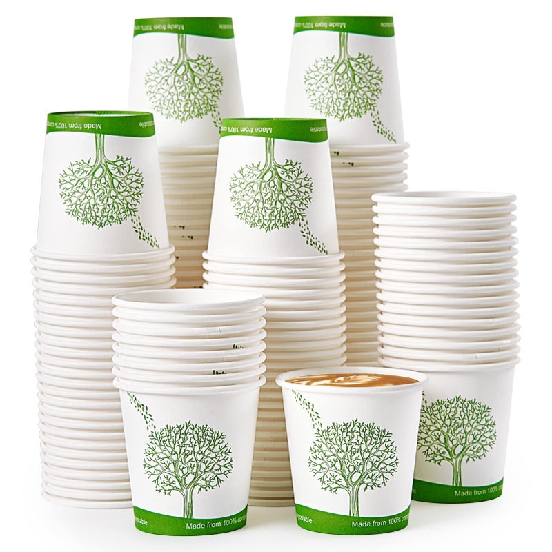 ECOLipak 500 Count Compostable Paper Cups 4 oz Paper Espresso Coffee Cups with PLA Lined Disposable Ecofriendly Biodegradable Hot Paper Cups for Party PicnicTraveland Events