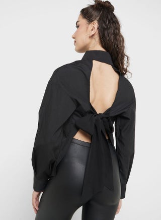 Urban Minx Back Tie Detail Button Down Shirt