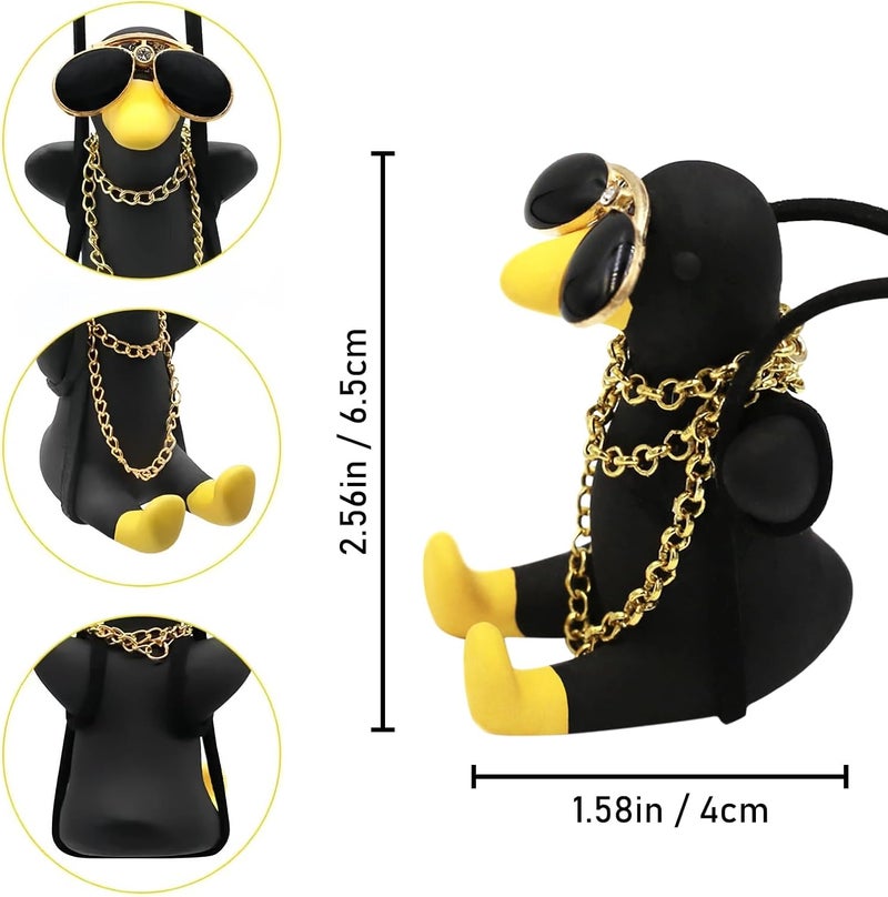 Kiofs Swinging Duck Car Hanging Ornament, Cute Car Hanging Accessories for Rear View Mirror, Car Pendant Black Swinging Sunglasses Duck Hanging Swing - Image 1