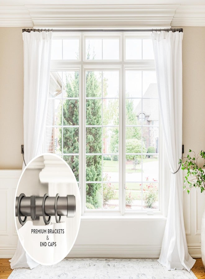 BlastHome® Non-Adjustable Luxury Curtain Rods for Windows, 1 ¼” Rod Set, 3 foot Fixed Length, Matte Graphite - Image 2