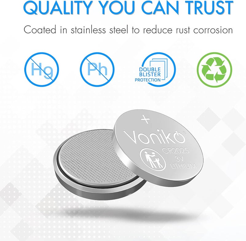 Voniko CR2025 3V Lithium Batteries - 6 Pack for Child Safety, Compatible with Remotes, Key Fobs, Watches, Calculators - 7 Years Shelf Life - Image 5