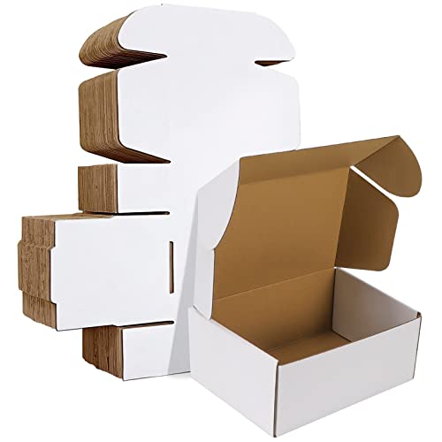 HORLIMER 9x6x4 inches Shipping Boxes Set of 25 White Corrugated Cardboard Box Literature Mailer