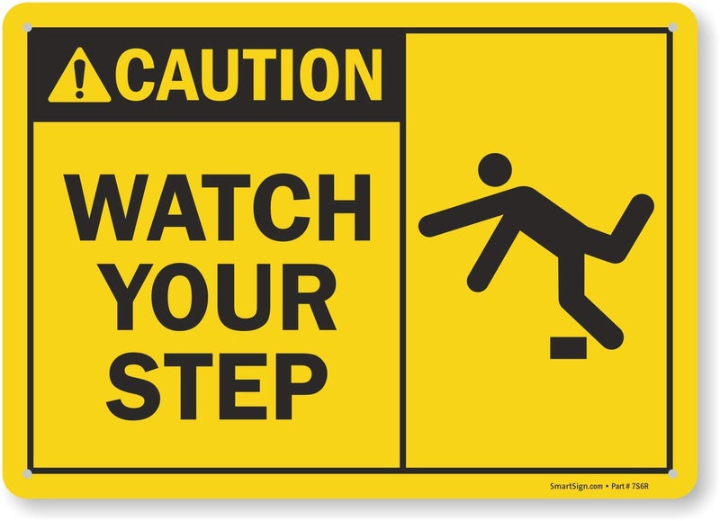 SmartSign - S-4430-PL-14 "Caution - Watch Your Step" Sign | 10" x 14" Plastic - Image 2