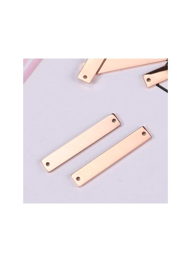 silvercnc - silvercnc 10Pcs Stamping Blank Bar Rectangle Stamping Blanks Horizontal Pendant Name Plate DIY Jewelry Supply Craft Supplies Two Holes Rose Gold - Image 1