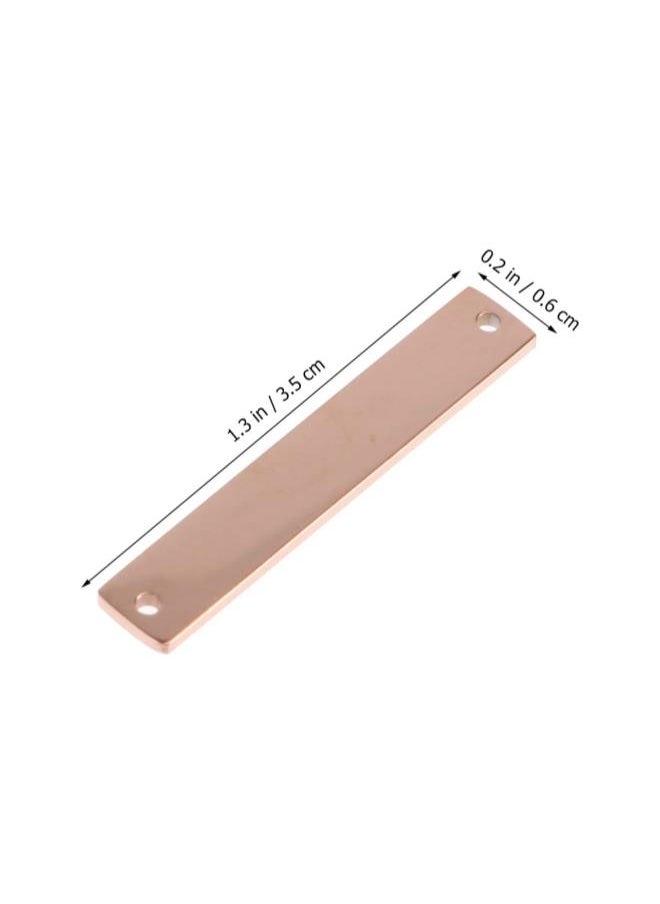 silvercnc - silvercnc 10Pcs Stamping Blank Bar Rectangle Stamping Blanks Horizontal Pendant Name Plate DIY Jewelry Supply Craft Supplies Two Holes Rose Gold - Image 1