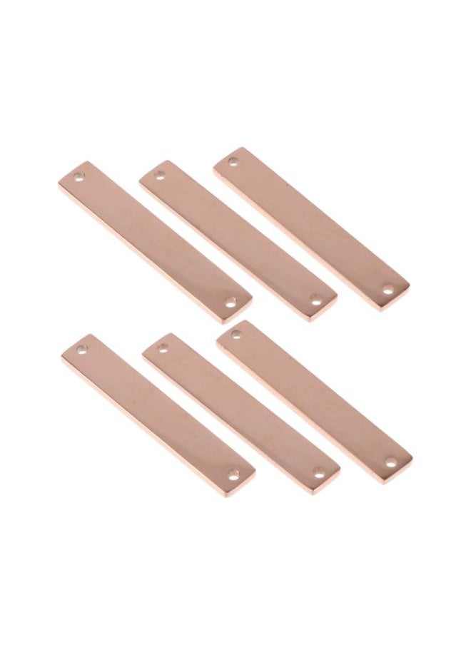 silvercnc - silvercnc 10Pcs Stamping Blank Bar Rectangle Stamping Blanks Horizontal Pendant Name Plate DIY Jewelry Supply Craft Supplies Two Holes Rose Gold - Image 1