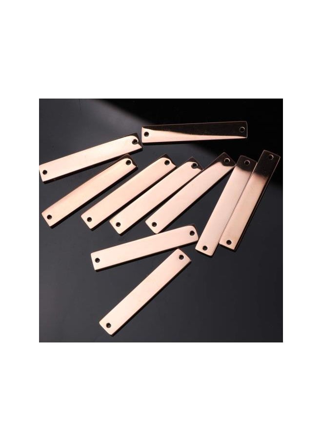 silvercnc - silvercnc 10Pcs Stamping Blank Bar Rectangle Stamping Blanks Horizontal Pendant Name Plate DIY Jewelry Supply Craft Supplies Two Holes Rose Gold - Image 1