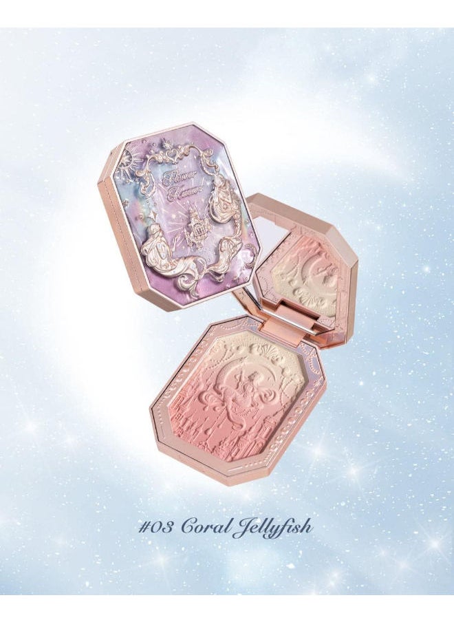 Moonlight Mermaid Series Embossed Pattern Gradient Blush Palette 5G (03 Coral Jellyfish)