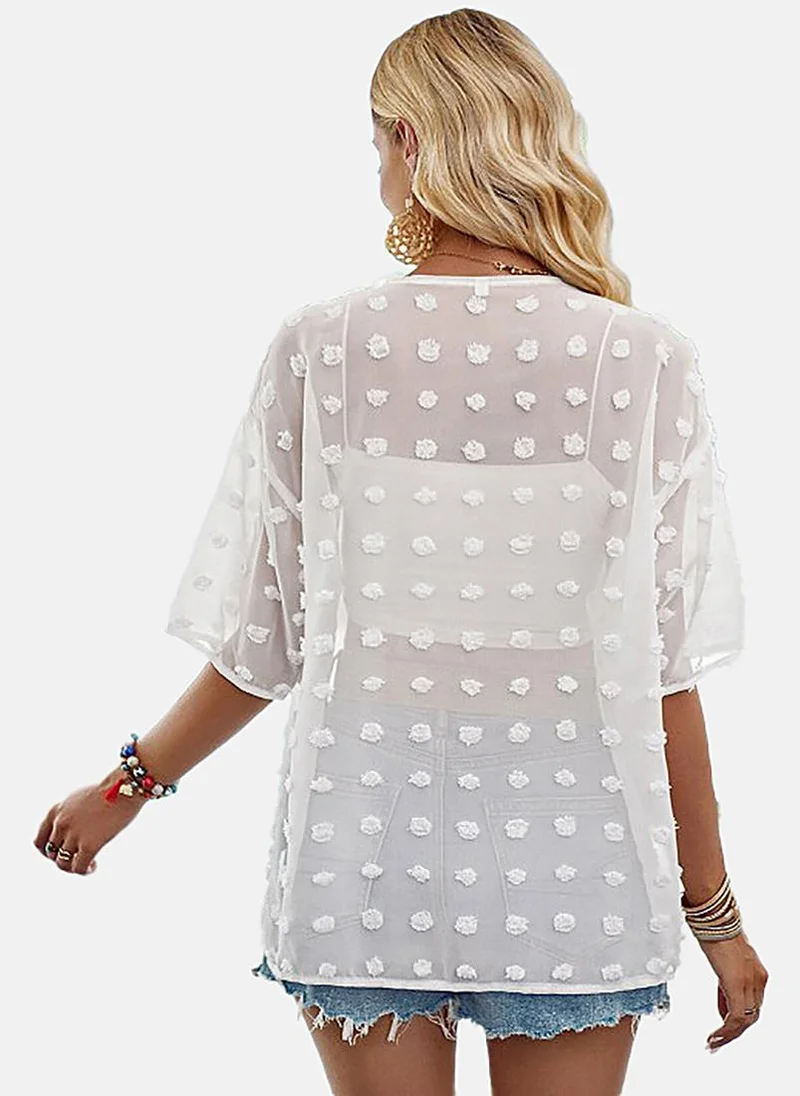 YUNIQEE White Solid Relaxed Fit Open front Shrugs