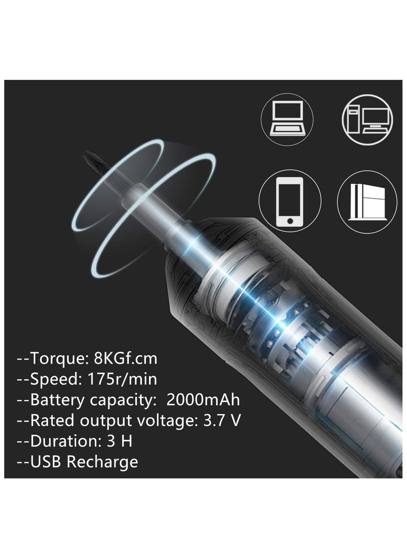 JAKEMY - Cordless Electric Screwdriver, JAKEMY USB Rechargeable Multi-Function Magnetic Precision Power Screwdriver Repair Tool Kit with LED Light for PC, Phone, Android Phone, Watch, Laptop - Image 1