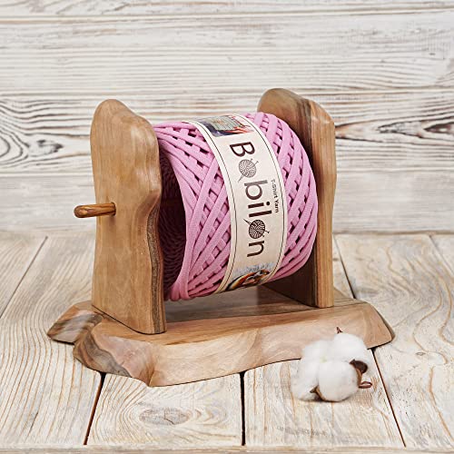Bobilon Cotton T-Shirt Yarn – 5–7 mm Jersey Ribbon for Crochet, Knitting, Macrame, DIY Crafts – 110 Yards – Soft Cotton for Bags, Baskets, Cushions – Bubble Gum - Image 2