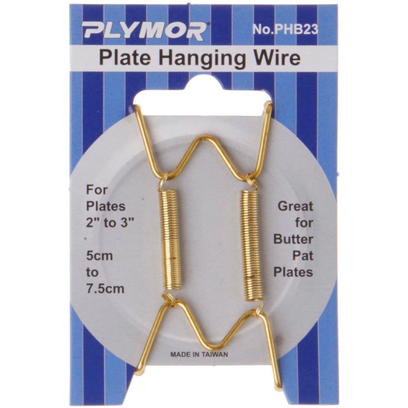 Plymor Shiny Gold Finish Wall Mountable Plate Hanger, 2.25" H x 1.25" W x 0.375" D (for Plates 2" - 3")