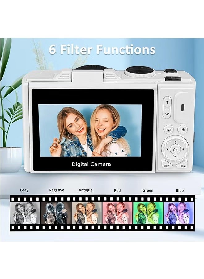 Generic 64MP Digital Camera, 4K Multifunctional Vlogging Camera, Lightweight And Portable Sports Camera, Durable Video Camera For Vlogging Content Creation, (1pc, White)  - Image 3