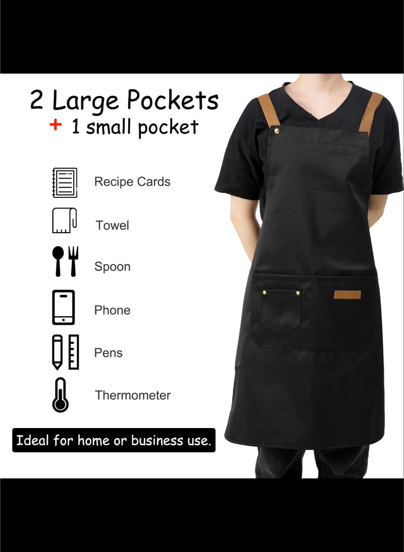 أفاكرافت مآزر طهاة للرجال والنساء للرسم على الفخار والخبز، مآزر طهاة مطبخ H Back Straps Waterdrop مع جيوب - Image 3