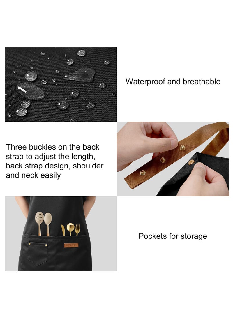 أفاكرافت مآزر طهاة للرجال والنساء للرسم على الفخار والخبز، مآزر طهاة مطبخ H Back Straps Waterdrop مع جيوب - Image 5