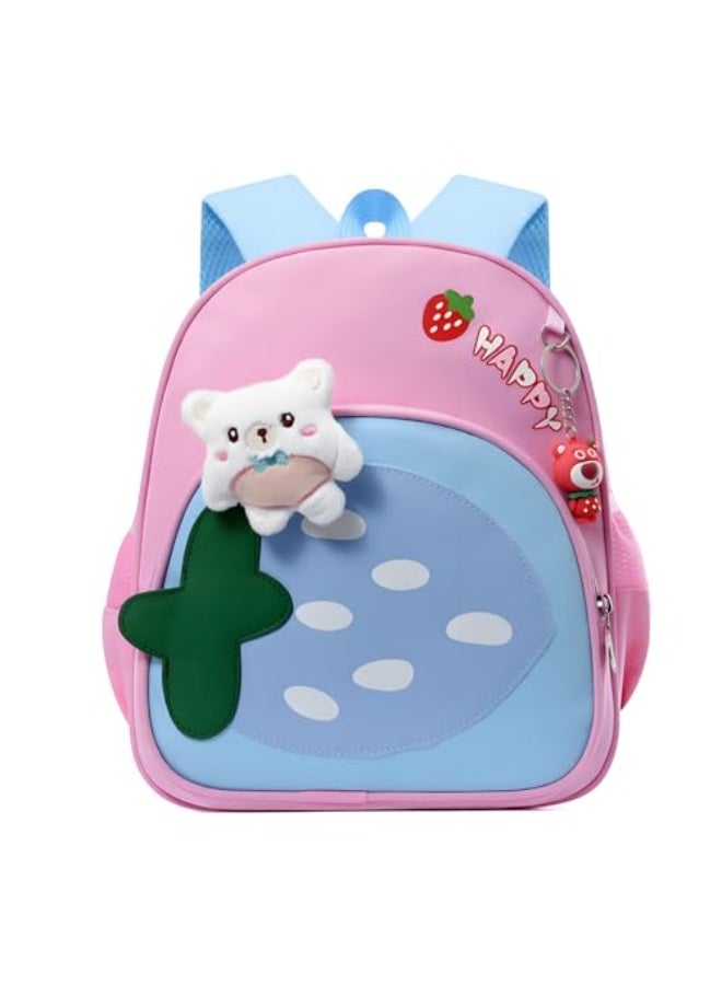 Toddler Backpack Kids Cute Cartoon Schoolbag Lightweight Bookbags Daypack School Backpack with Adujustable Strap Small Preschool Daycare Bag with Ornament for Girls Boys (Pink-03)
