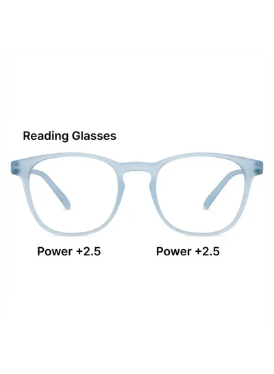 Lenskart Hustlr Powered Reading Glasses (+2.50) with Bluecut & Antiglare coating | Light Frames | Sky Blue Full Rim Square | For Men & Women | Medium | LH R17369