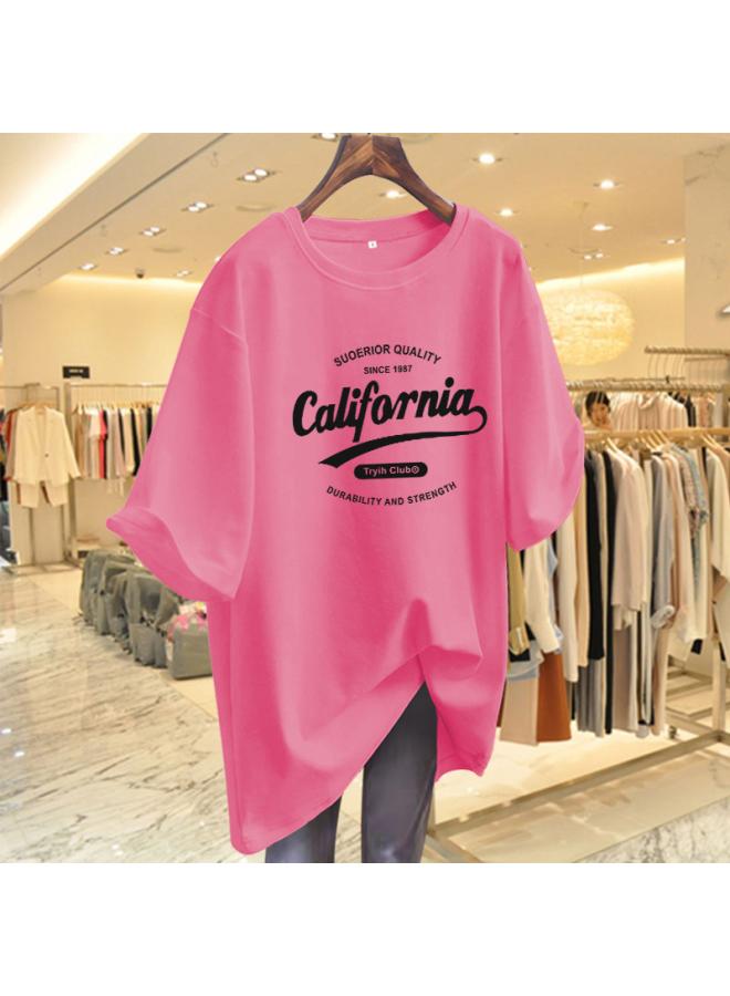 VUELO Casual Mid-length Short-sleeved T-shirt Women's Summer New Loose Slimming Letter Printed Half-sleeved Top 