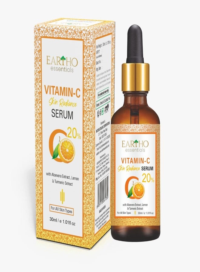 Eartho Essentials 20% Vitamin C Skin Radiance Ayurvedic Serum with Turmeric and Aloevera Extracts for Face Brightening and Glowing Skin with Vitamin E, 30 ML - Image 1